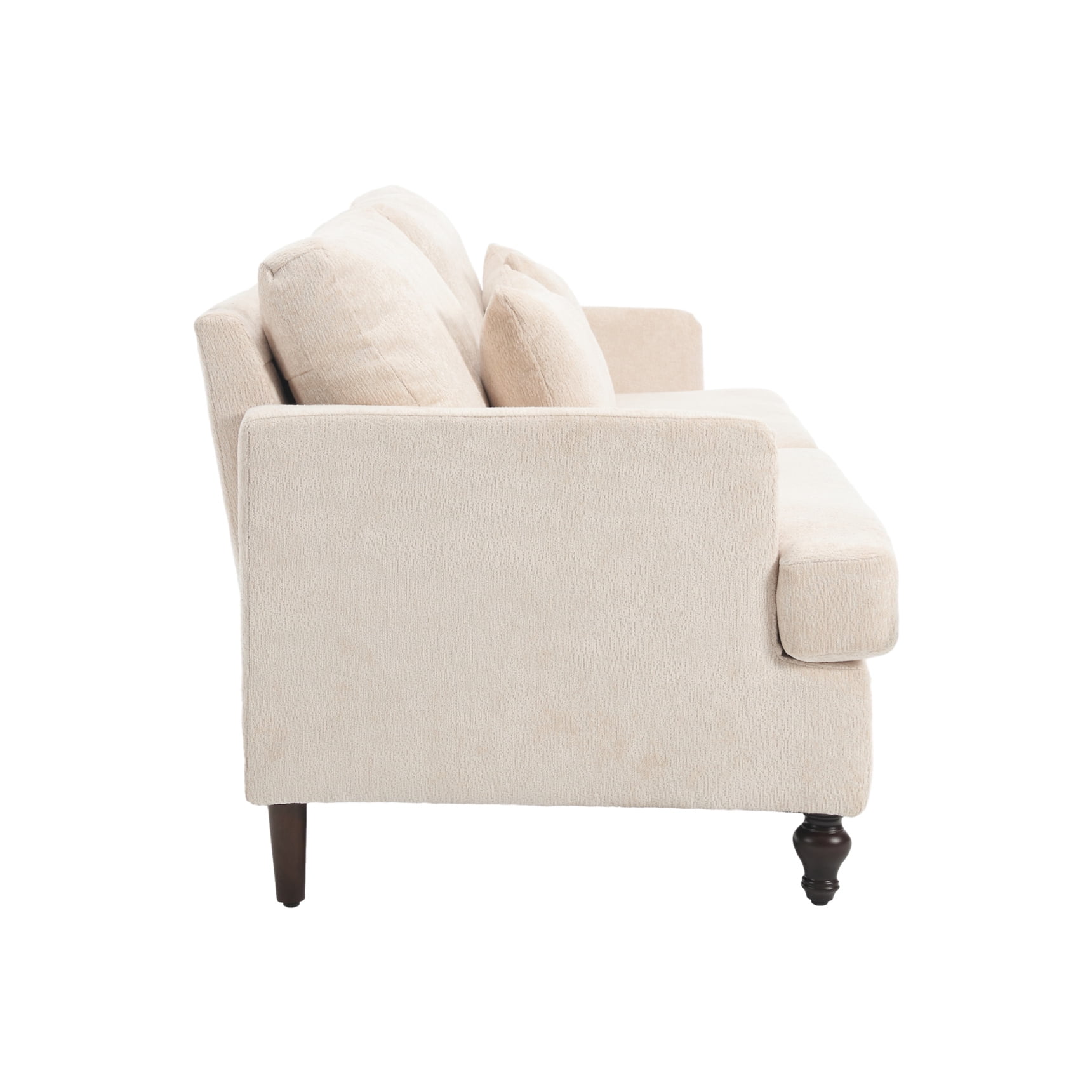 69 Inch Loveseat Sofa, Modern Chenille Upholstered 2 Seater Couch with Lumbar Pillows, Lounge Sofa for Living Room Bedroom Apartment Office, Beige