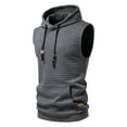 thumbnail image 2 of IROINNID Hoodies for Men Casual Solid Hooded Sweatshirt Sleeveless Pullover Tank Tops Blouse,Dark Gray, 2 of 9