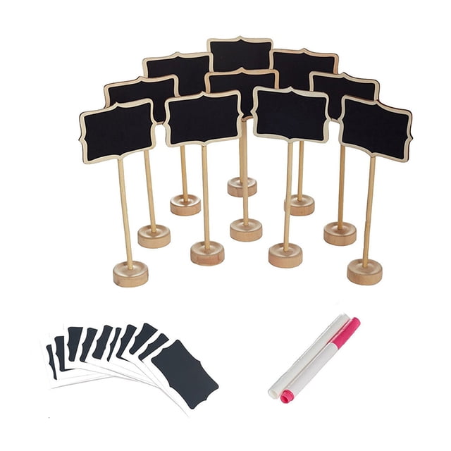 Amdohai 15 PCS Mini Chalkboard Signs Wood Small Rectangle Chalkboards Blackboard with Water-Based Chalk and Replacement Stickers for Weddings Message Board Signs Crafts Decorating