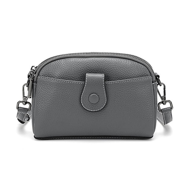 Bolso de mujer de PU de moda, bolso pequeño práctico con múltiples compartimentos, informal, tipo bandolera para el hombro, color gris