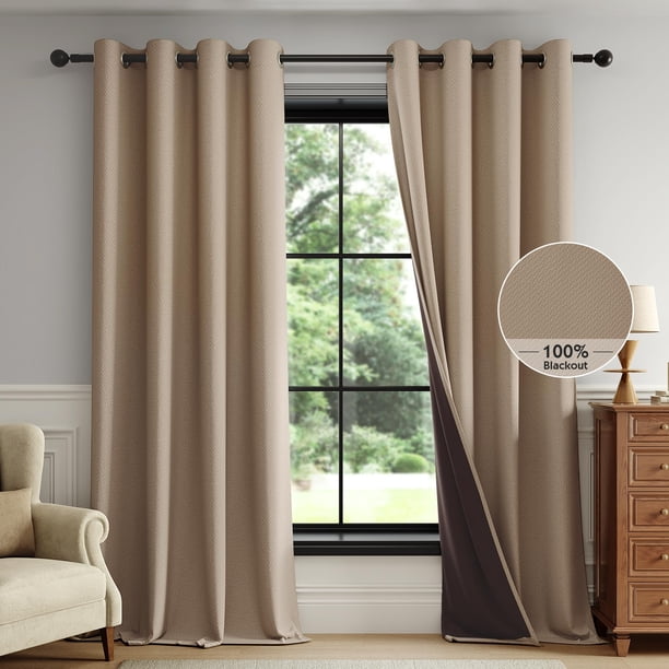Cortinas opacas FMFUNCTEX, 100% marrones, 230 cm, térmicas, 2 paneles