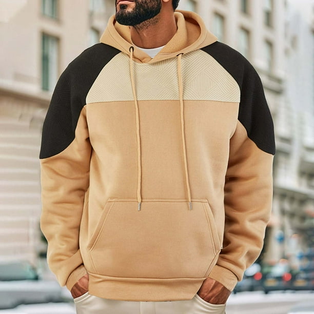 WILLBEST Sudaderas para Hombre Men'S Casual Loose Colorbl Ocked Hooded Sweatshirt Grande