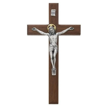 McVan 80-157 8 in. Beveled Walnut Stain Crucifix