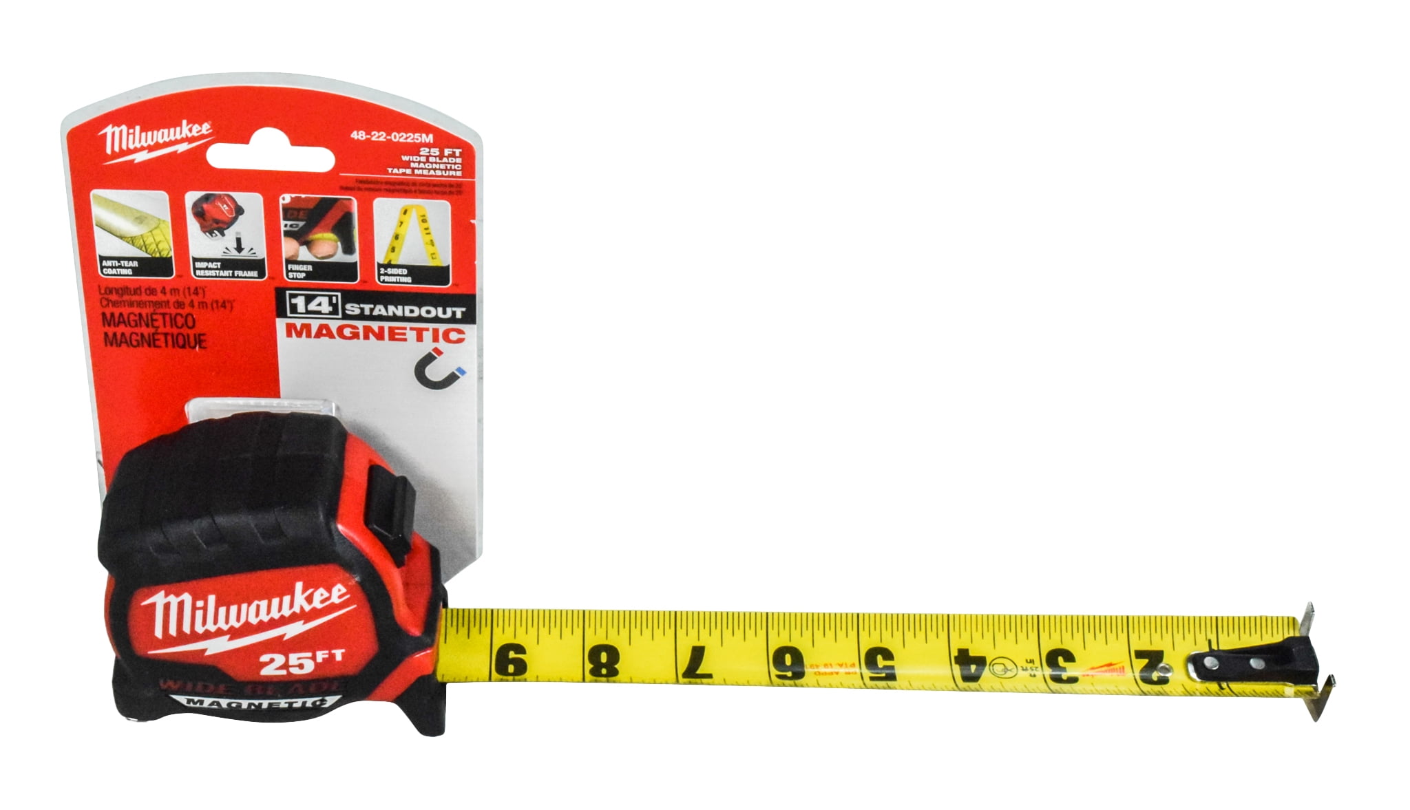 Milwaukee 25 ft Compact Wide Blade Magnetic Tape Measure 