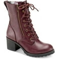 thumbnail image 2 of SUN STONE Womens Burgundy Slip Resistant Lace Sloanie Round Toe Block Heel Hiking Boots 8 M, 2 of 2