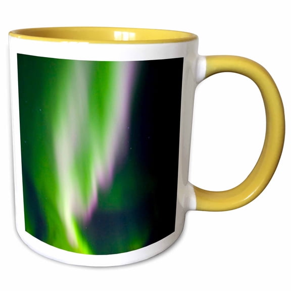 3drose, Alaska, Hot Springs Aurora Borealis, Northern Lights - Us02 Szu0004 - Sherry Zurey, 11oz Two-tone Yellow Mug