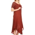 thumbnail image 4 of Sakkas Egan Long Embroidered Caftan Dress / Cover Up With Embroidered Cap Sleeves - Red - One Size Regular, 4 of 5