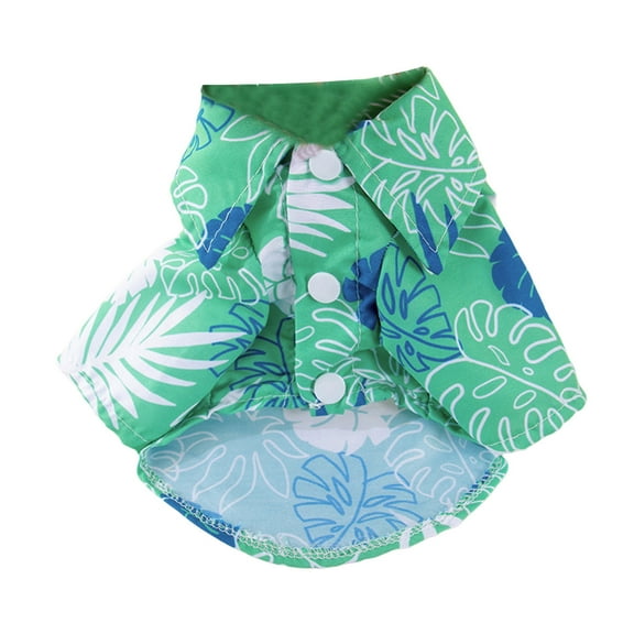 Green L Large Breathable Dog Hawaiian Shirt Palm Tree Print Summer Clothes For Medium Dogs Pet Outfit Green