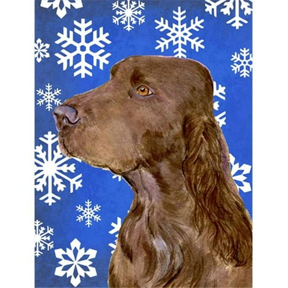 11 x 15 in. Field Spaniel Winter Snowflakes Holiday Flag Garden Size
