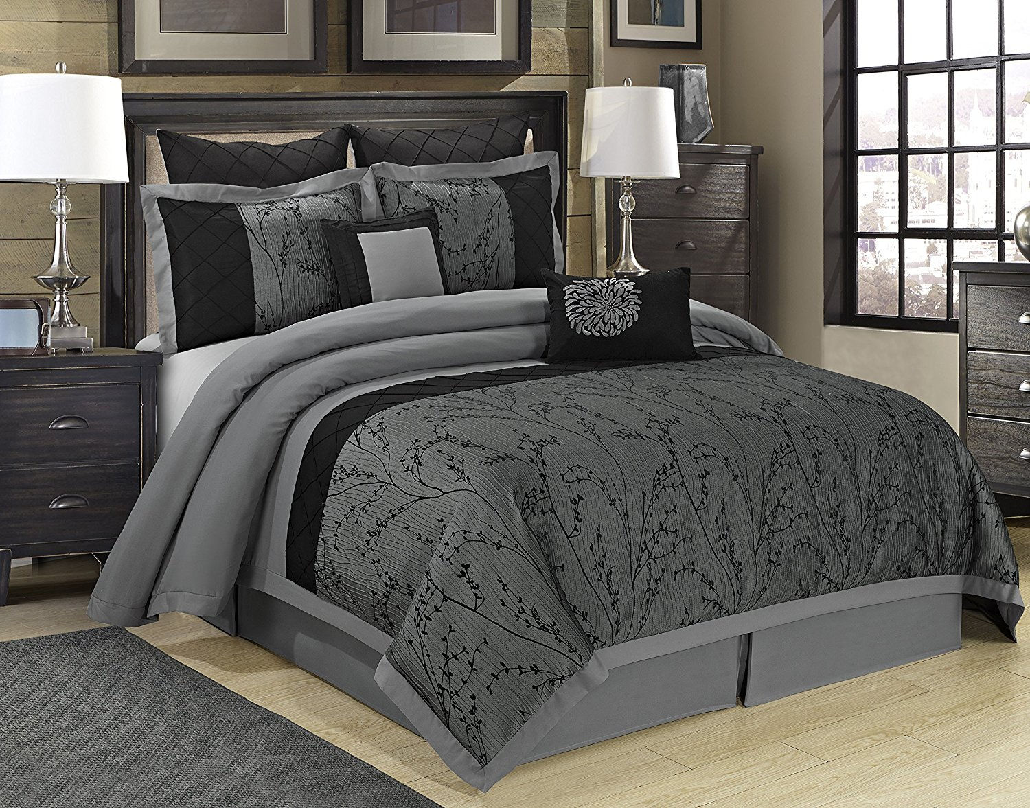 8 Piece Wisteria Branches Jacquard Clearance Bedding Comforter Set