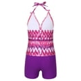 thumbnail image 2 of TiaoBug Kids Girls Two Pieces Printed Tankinis Swimsuit Halter Neck Top and Shorts Set Swimwear, 2 of 7