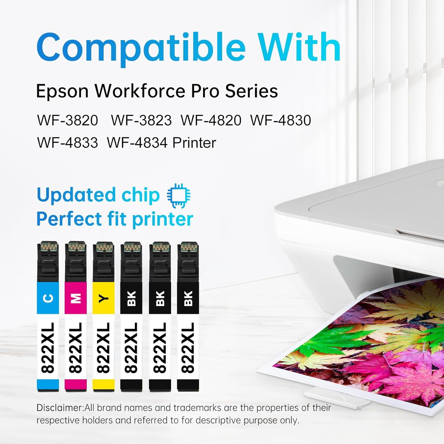 INKNNF Compatible with Epson 822XL Ink Cartridges Combo Pack, High Yield (1100 Pages) for WorkForce Pro WF-3820 WF-4820 WF-4830 WF-3823, 6-Pack