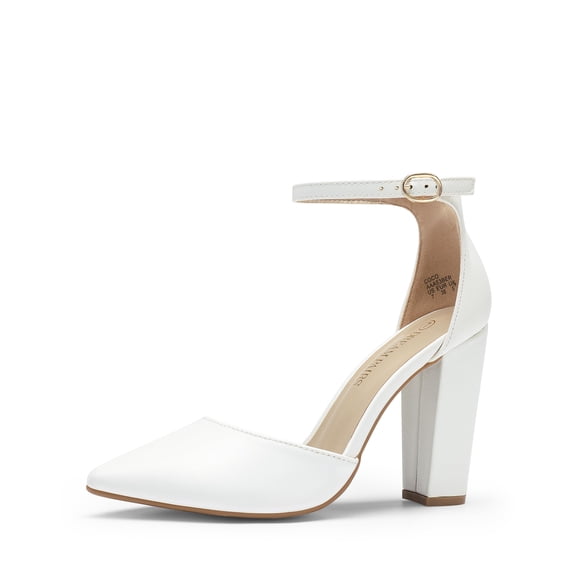 Zapatos para Mujer DREAM PAIRS Tacones de Bloque Coco Blancos