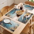 thumbnail image 5 of Ocean Turtle Placemats Set of 8 Retro Coral Reef Illustration Coastal Place Mats Indoor Wipeable Table Mats Washable Cloth Dining Table Placemats for Kitchen Holiday Party Home Decor 13x19 Inch, 5 of 9