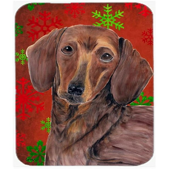 Carolines Treasures  Dachshund Red And Green Snowflakes Christmas Mouse Pad