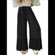 thumbnail image 2 of Pantalones Palazzo Holgados de Playa con Cintura Alta Elástica, Dobladillo con Volantes y Pierna para Mujer Negro XS, 2 of 7