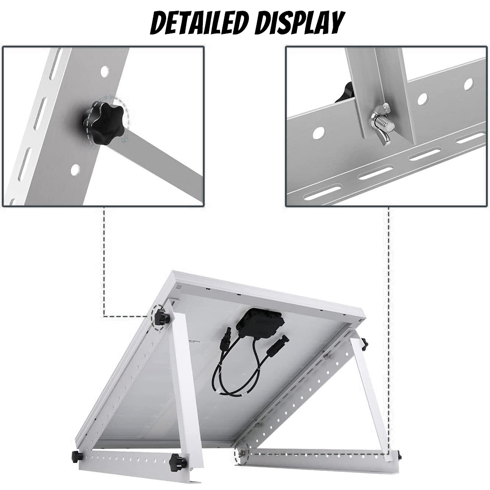 22in Solar Panel Mount Brackets with Foldable Tilt Legs, Adjustable Mounting Brackets Kits for RV, Roof, Boat, and Off-Grid