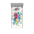 thumbnail image 2 of Ambesonne Floral Fitted Sheet & Pillow Sham Set, Bouquetnd Butterflies, Full, Multicolor, 2 of 3