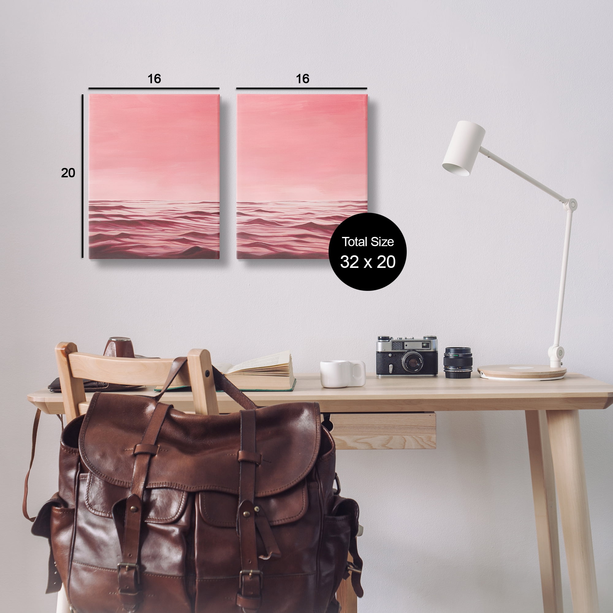 Stupell Industries Pink Calm Seascape Nautical & Beach Painting Wrapped Canvas Art Print Wall Art, 16 x 20, Set of 2