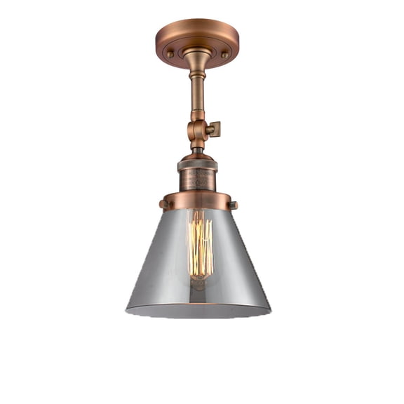 Innovations 1-LT LED Large Cone 8" Semi-Flush Mount - Antique Copper - 201F-AC-G43-LED