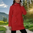 thumbnail image 2 of DDAPJ pyju Rain Jacket for Women Waterproof with Hood Drawstring Waist Trech Coat Long Hooded Raincoats Zip Up Windbreaker Red XXL, 2 of 9