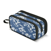 FORMRS Pencil Case with 3 Compartments Zipper Pouch, Elementary School Level and up, Floral Ocean Waves