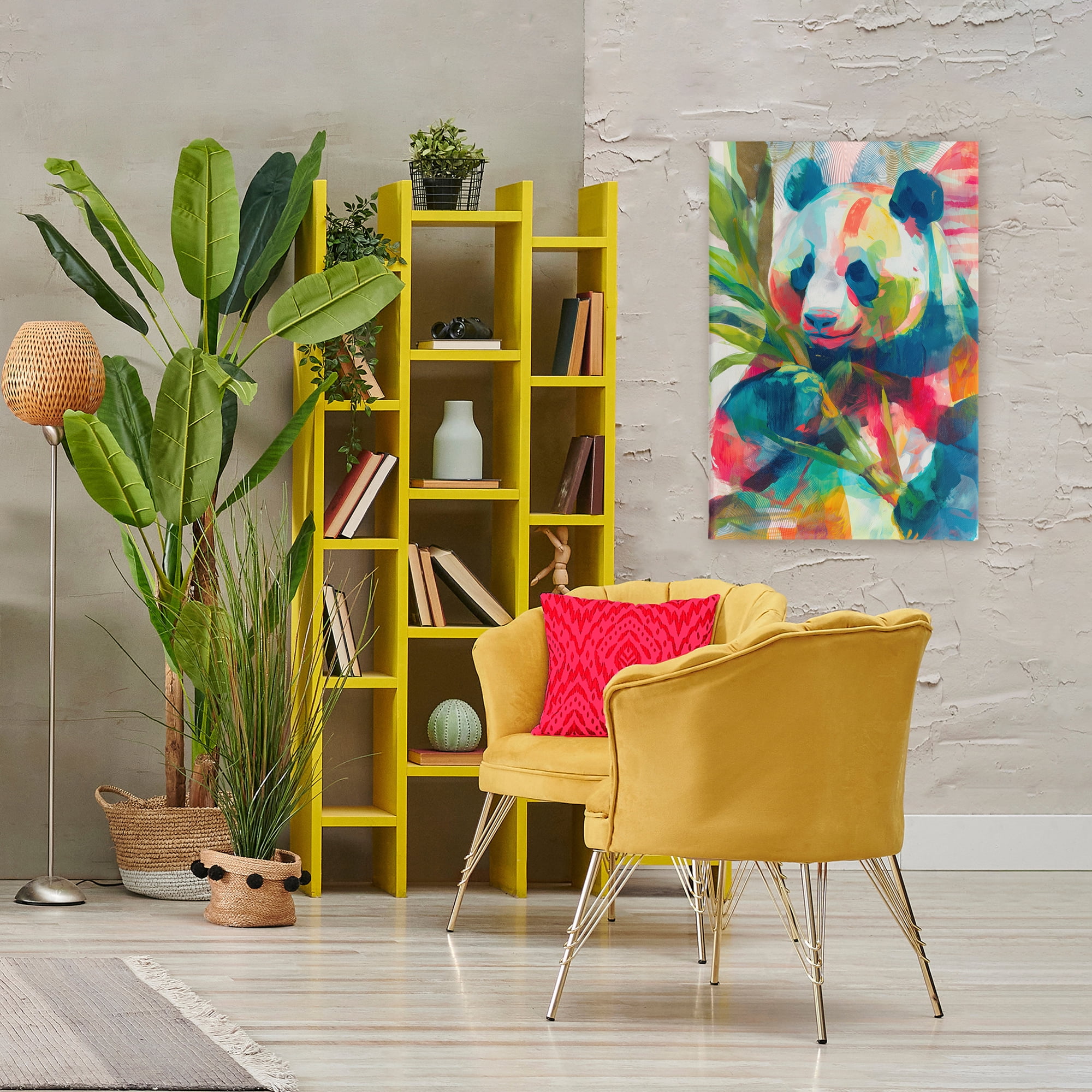Stupell Industries Expressive Panda In Bloom Canvas Wall Art, design by Chromatic Storm Studio