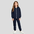 thumbnail image 3 of lnmuld Girls Outfits Two Piece Solid Color Girls Long Sleeve Hooded Zip Up Jacket with Jogger Pants Athletic Casual Playwear Outfit for Fall and Winter Size:5-6 Years, 3 of 8