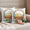 thumbnail image 2 of Easter Chicken Pillow Covers 2 Pack Watercolor Cartoon Basket Chicken Blue Eggs Spring Floral Leaf Pillowcase Waterproof Outdoor Throw Pillow Cover for Patio Garden Square Cushion 24”x24”, 2 of 9