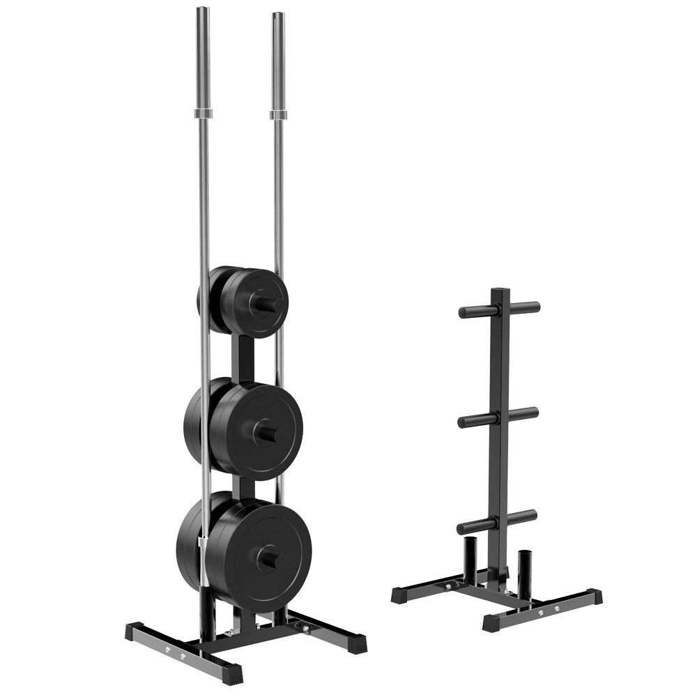 Bumper Weight Plate Tree Rack Olympic Barbell Bar Stand Holder Organizer Storage 