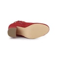 thumbnail image 5 of BLISSFUL STEP Women's Buckle Decor Block Heels Ankle Boots Red 10, 5 of 7