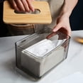 thumbnail image 2 of 1 caja dispensadora de pañuelos con tapa de madera de bambú y 1 bandeja de silicona para jabón de cocina, bandeja para fregadero, escurridor de esponja, 2 of 8