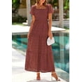 thumbnail image 3 of PRETTYGARDEN Summer Dresses for Women Eyelet Square Neck Puff Sleeve Smocked Wedding Guest Maxi Dress with Pockets, 3 of 8