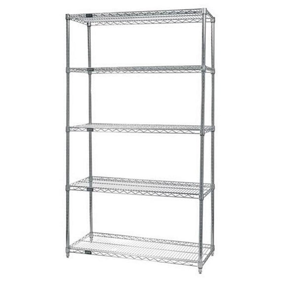 Quantum Storage WR74-2154S-5 Wire Shelving 5-Shelf Starter Units - Stainless Steel, 21 x 54 x 74 in.
