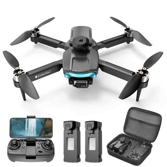 WeFone XT204 Foldable Drone with 6K UHD Camera, Optical Flow Positioning, 2 Batteries, Black