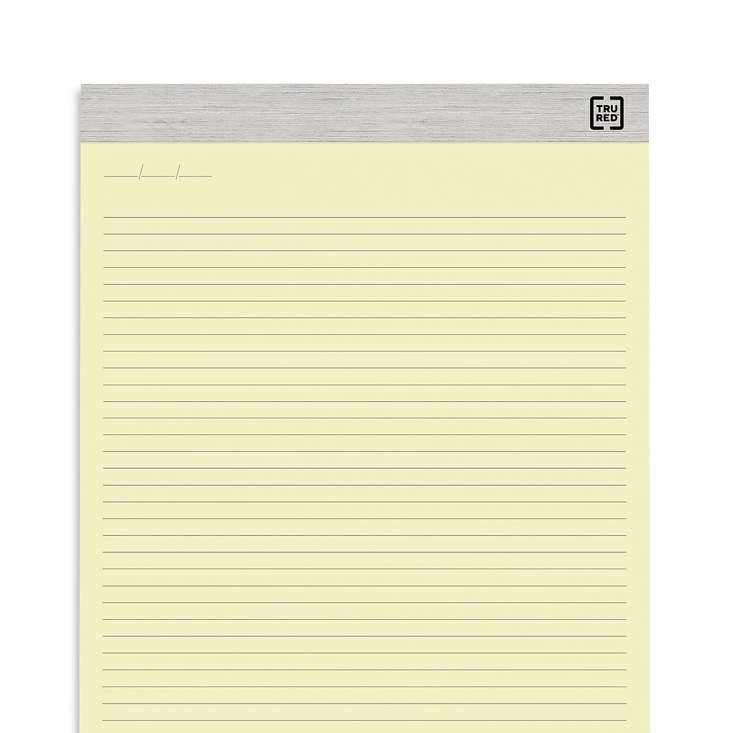 Staples TRU RED Notepads 8.5" x 14" Wide Ruled Canary 50 Sheets/Pad 24/Carton TR59930/TR573VS