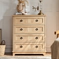 thumbnail image 5 of 2 Pack 4 Drawer Dresser for Bedroom, Retro Wood Storage Cabinet with Antique black Round Handles, Vintage Chest of Drawers with Solid Base for Living Room, Hallway, Guest Room, Natual, 5 of 6