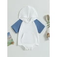 thumbnail image 2 of Bagilaanoe Newborn Baby Boy Girl Hooded Rompers Contrast Color Short Sleeve Bodysuits 6M 12M 18M 24M Infant Casual One Piece Short Jumpsuit, 2 of 8