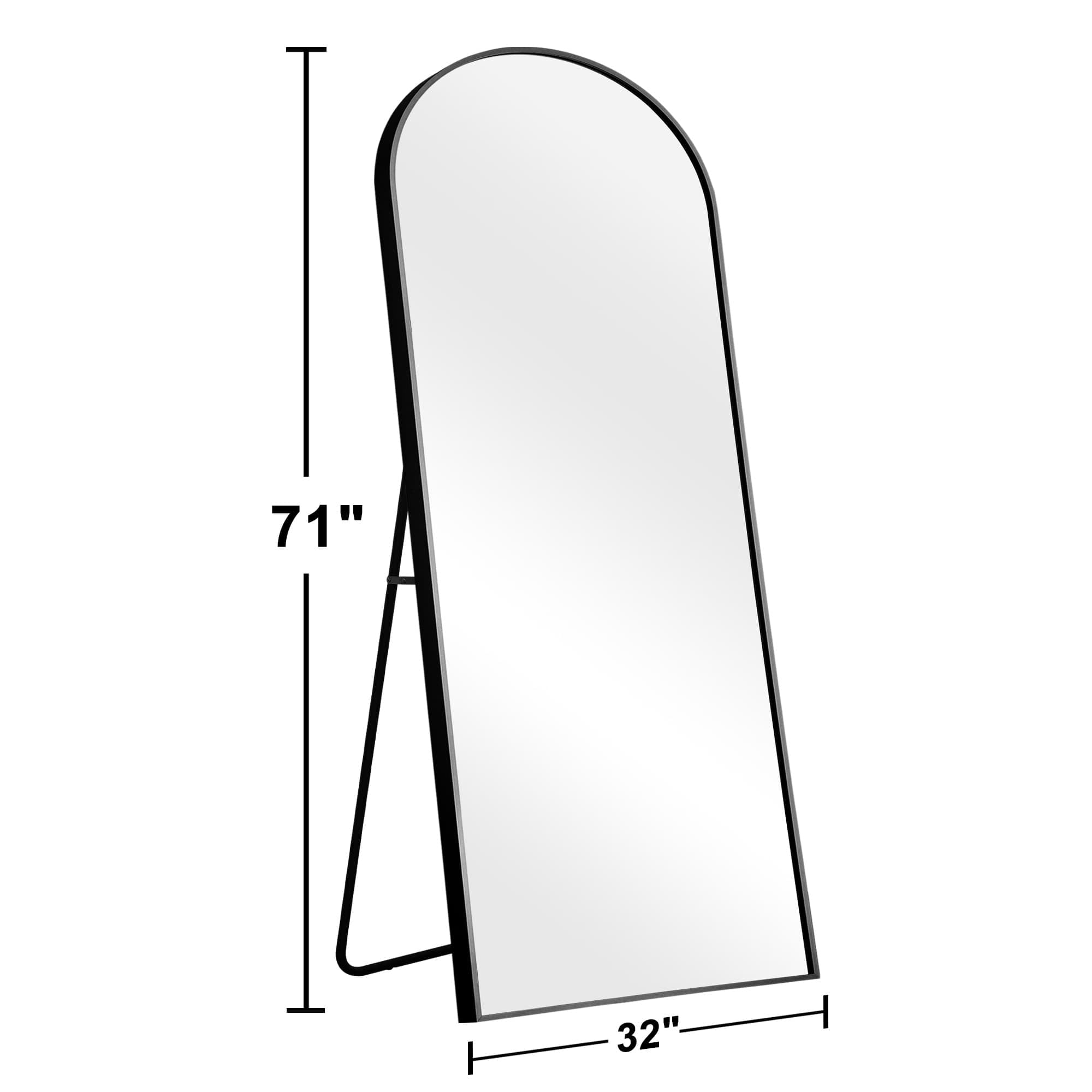 MAYEERTY 71"x32" Arch Full Length Mirror Aluminum Alloy Framed Floor Standing Mirror, Black