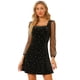 thumbnail image 1 of Minivestido Corto De Malla Transparente De Manga Larga Con Cuello Cuadrado De Terciopelo Y Estrella Brillante Para Mujer Negro S, 1 of 6