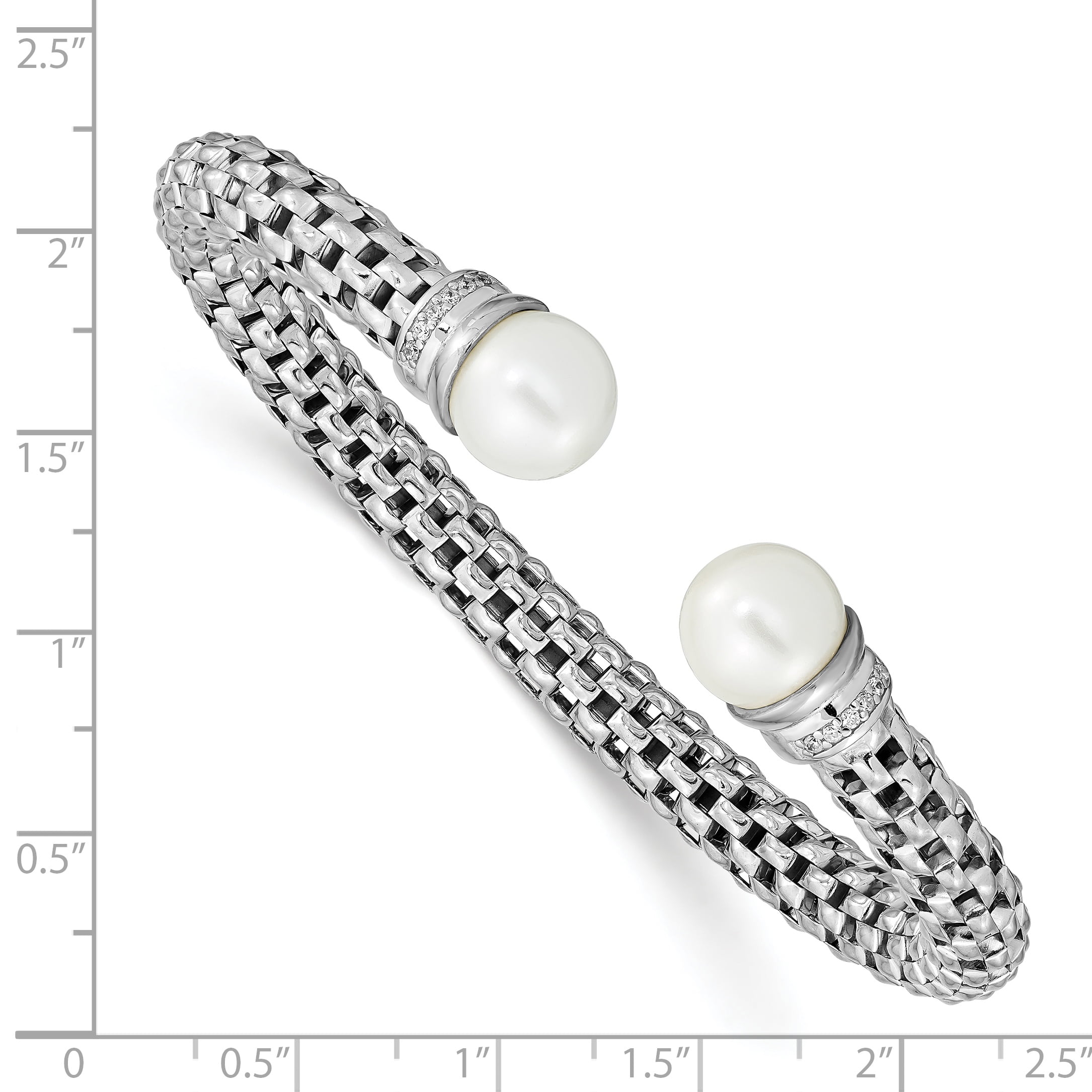 Plated Rhodium Plated Polished Cuff Bangle Top 10 Jewelry Gift Sterling Silver Rhod