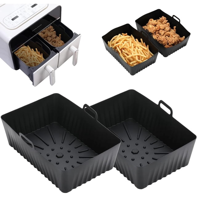 Doublures en Silicone pour Friteuse à Air Chaud Améliorées, 2 Pcs Réutilisables, Accessoires pour Friteuse à Air