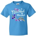 thumbnail image 3 of Inktastic Thankful and Blessed Inspirational Saying with Flowers Youth T-Shirt, 3 of 5