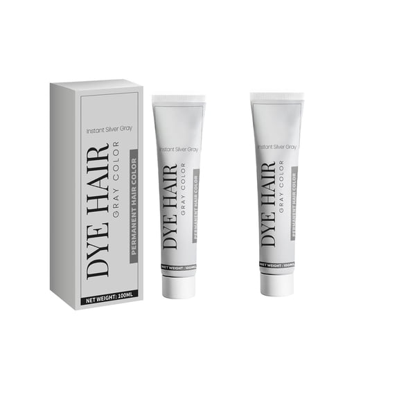Grey Hair Dye,Silver Hair Dye,Silver Color for Dark Hair,Permanent Silver Hair Dye,Silver Hair Dye for Women, Silver Gray Natural Hair Dye Cream,Long-lasting Color(2pcs)