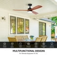 thumbnail image 4 of Bestco 52 Inch Ceiling Fan with Remote, 6 Speed Reversible Noiseless DC Motor, 3CCT Wood Ceiling Fan, Walnut, 4 of 17