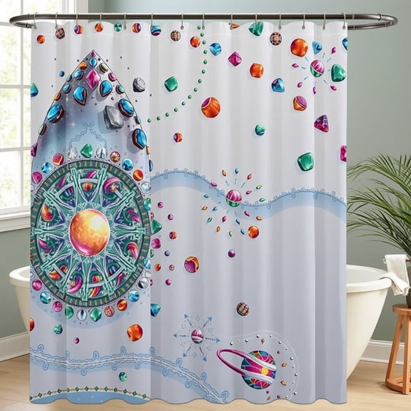 Colorful Shower Curtain with Geometric Shapes