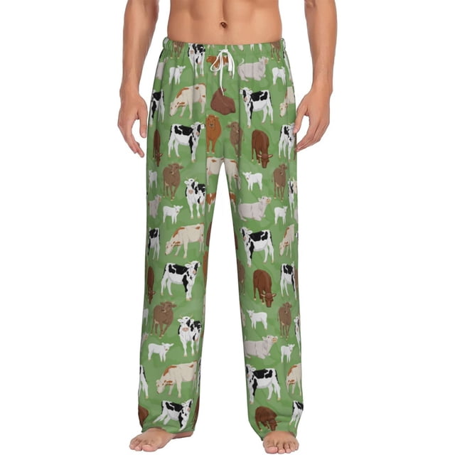 Kdxio Cows And Calves Pattern Men's Pajama Pants, Elastic Waist with Drawstring and Pockets, Comfortable Loungewear-3X-Large