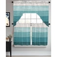 thumbnail image 3 of Teal Ombre Swag Valance and Tier Curtains 24'' Length Set, Farmhouse Vintage Wooden Striped Light Filtering Kitchen Curtains, Tier Curtain Valances for Bathroom/Living Room/Bedroom/Café, 3 of 6