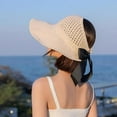 thumbnail image 4 of RUIG Woman Hats Elegant for Summer Foldable Wide Brim Straw Hats Sun Visors For Women Bow Beach Hat Summer, 4 of 4