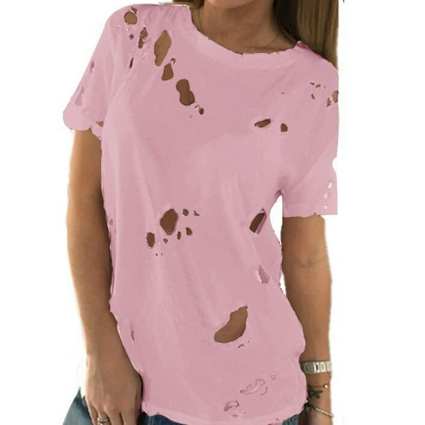 Şans Women's Large Size Pink Print and Stone Detailed Low Sleeve